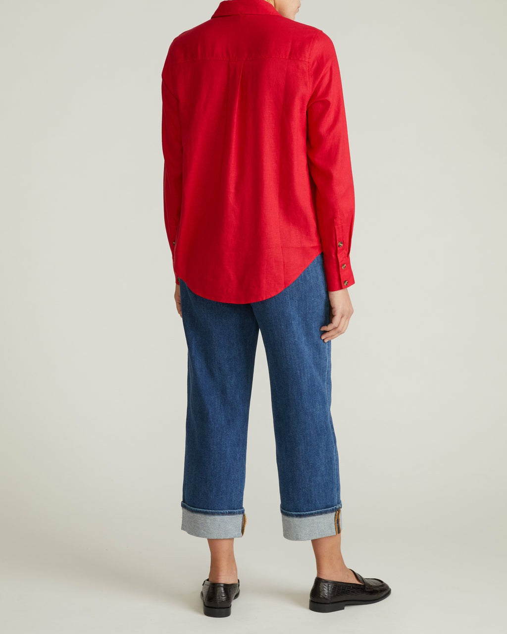 Elbe Stretch Linen Blend Shirt - Brilliant Red | Universal Standard