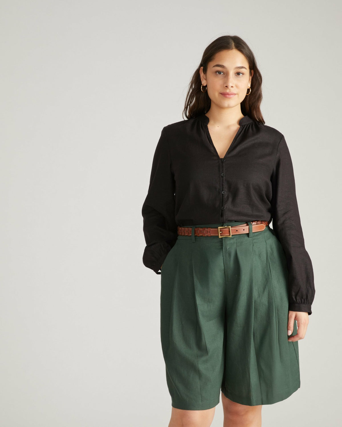 Avalon Linen Blend Blouse - Black | Universal Standard