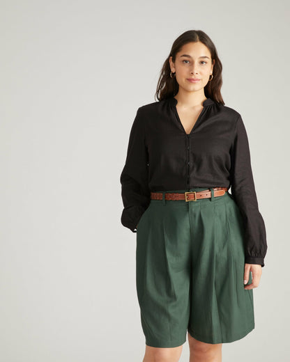 Avalon Linen Blend Blouse - Black | Universal Standard