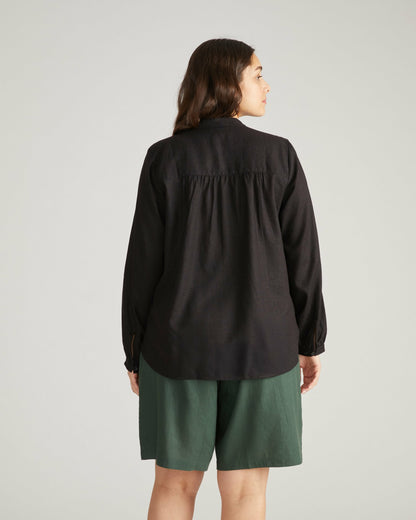 Avalon Linen Blend Blouse - Black | Universal Standard