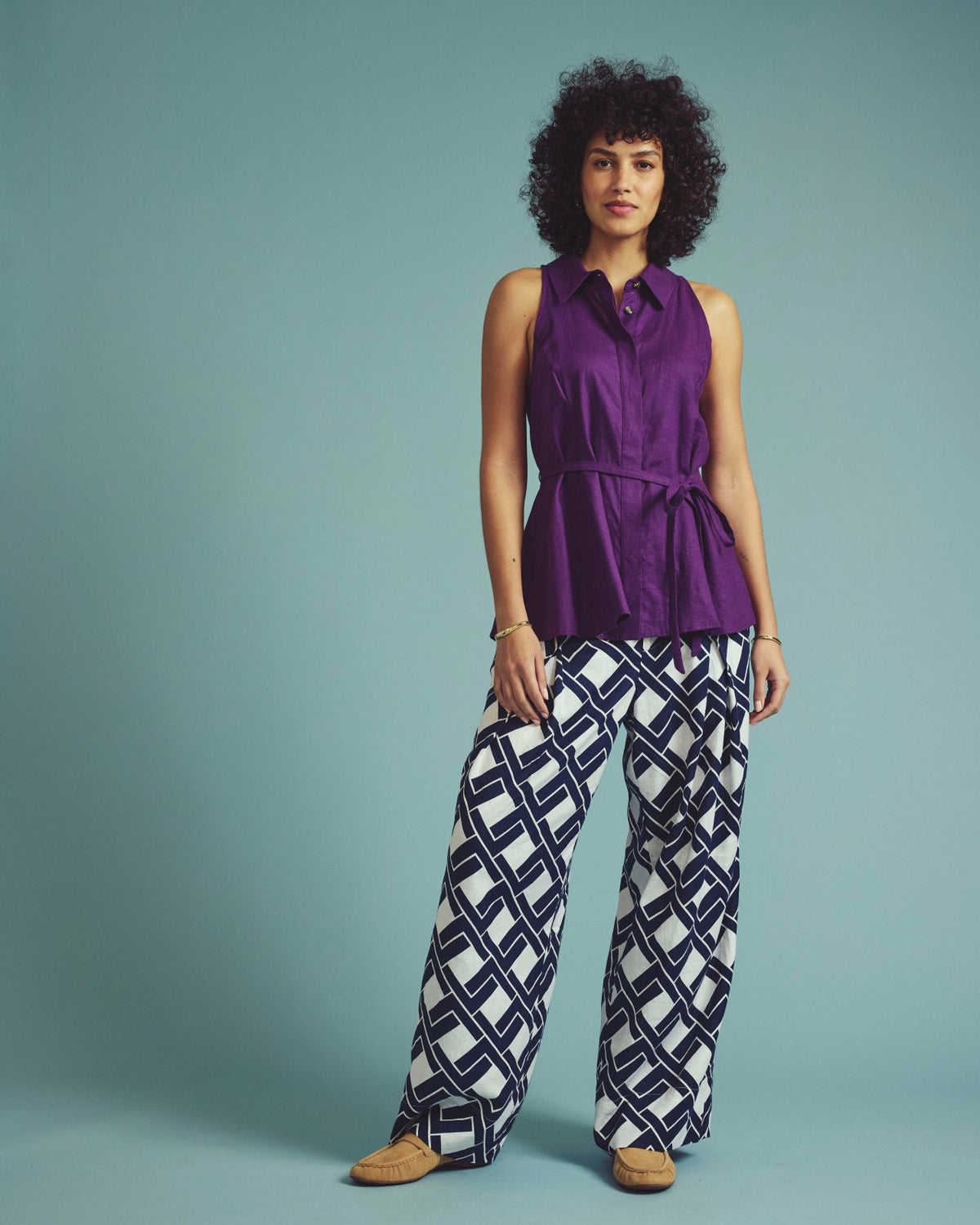 Adelaide Sleeveless Linen Blend Shirt - Dreamy Purple | Universal Standard
