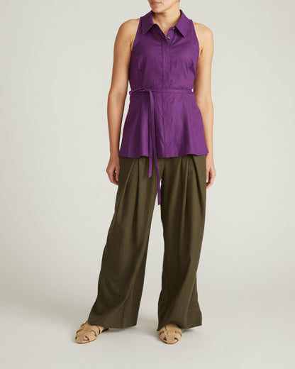 Adelaide Sleeveless Linen Blend Shirt - Dreamy Purple | Universal Standard