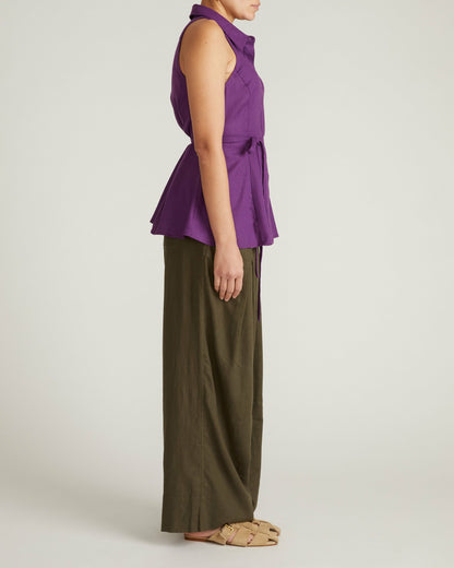 Adelaide Sleeveless Linen Blend Shirt - Dreamy Purple | Universal Standard
