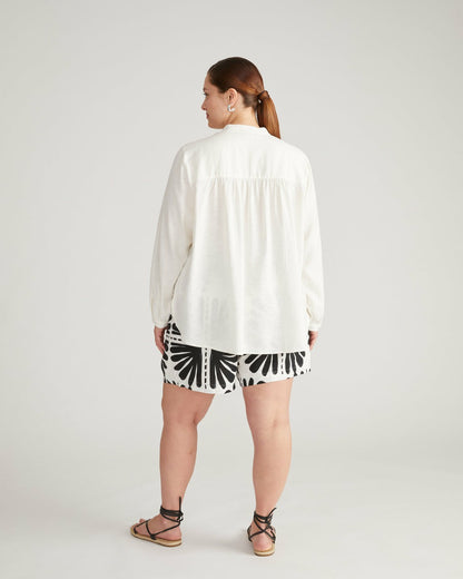 Avalon Linen Blend Blouse - Natural White | Universal Standard