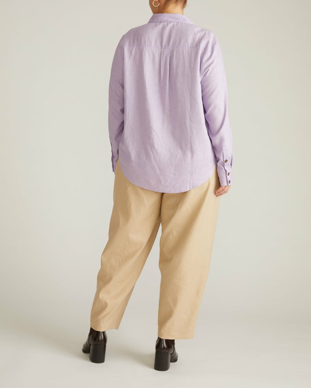 Elbe Popover Stretch Linen Blend Shirt - Orchid | Universal Standard