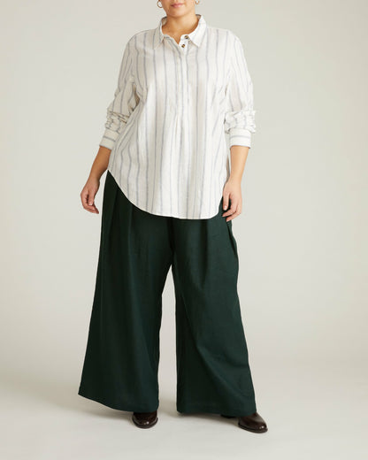 Elbe Popover Stretch Linen Blend Shirt - Mayfair Stripe | Universal Standard