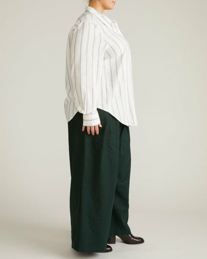 Elbe Popover Stretch Linen Blend Shirt - Mayfair Stripe | Universal Standard