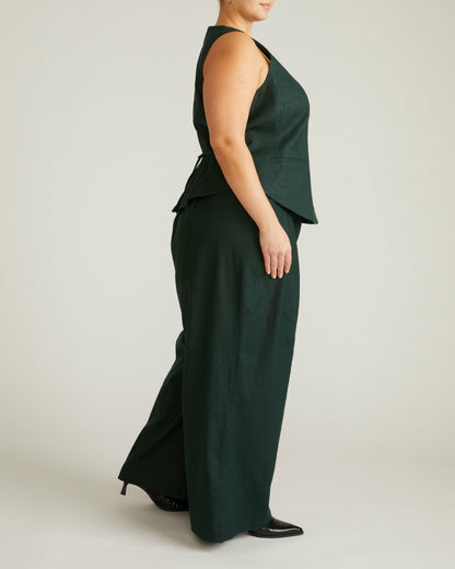 Palais Stretch Linen Blend Wide Leg Pant - Forest Green | Universal Standard