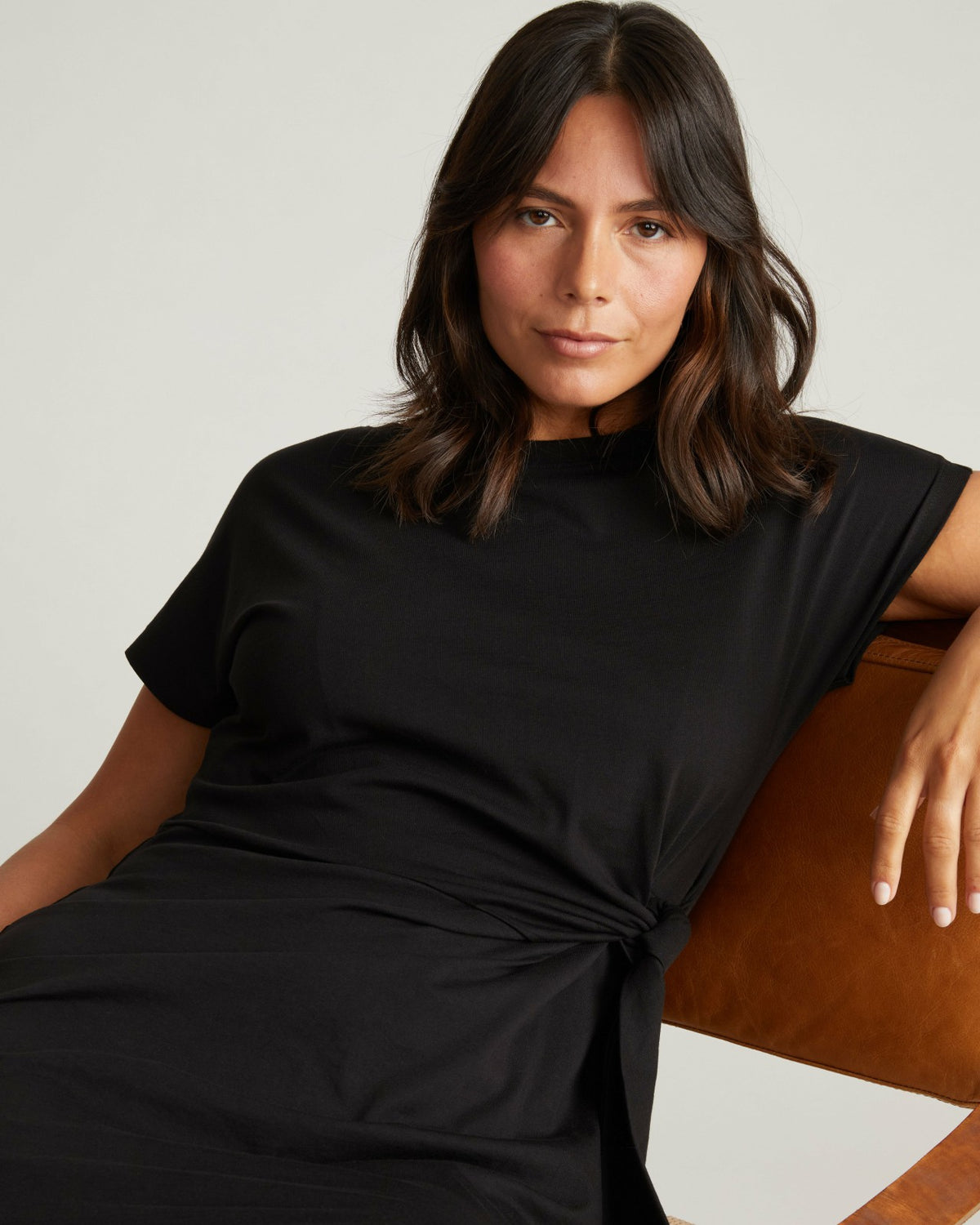 Crescent Breton Stripe Knot Dress - Solid Black | Universal Standard