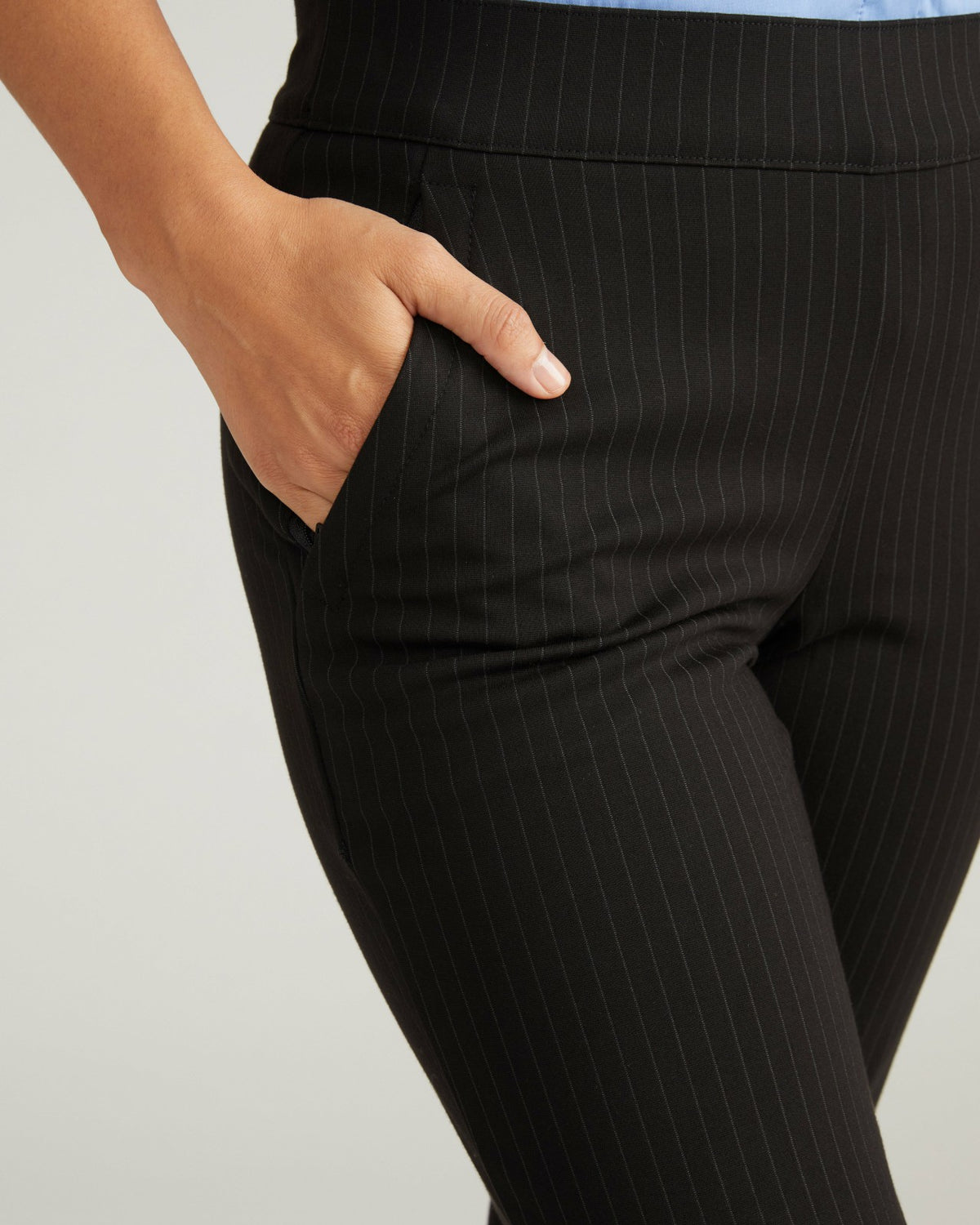 Amaya Ponte Kick Flare Pants - Slate Pinstripe | Universal Standard