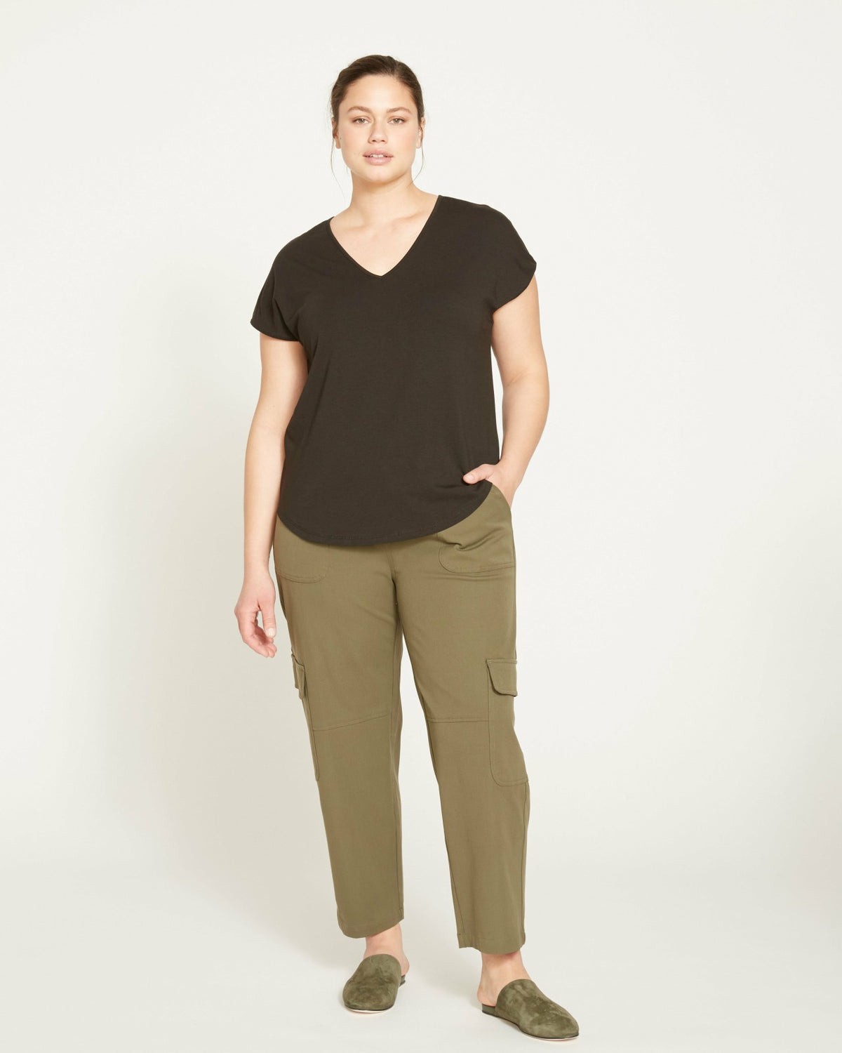 Karlee Stretch Cotton Twill Cargo Pants - Ivy | Universal Standard