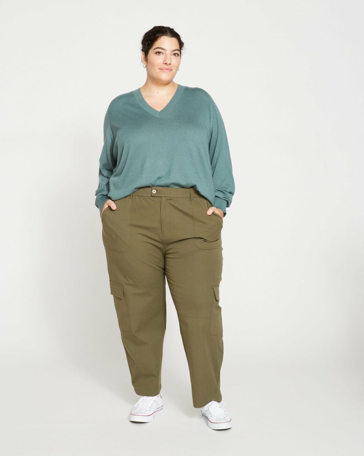 Karlee Stretch Cotton Twill Cargo Pants - Ivy | Universal Standard