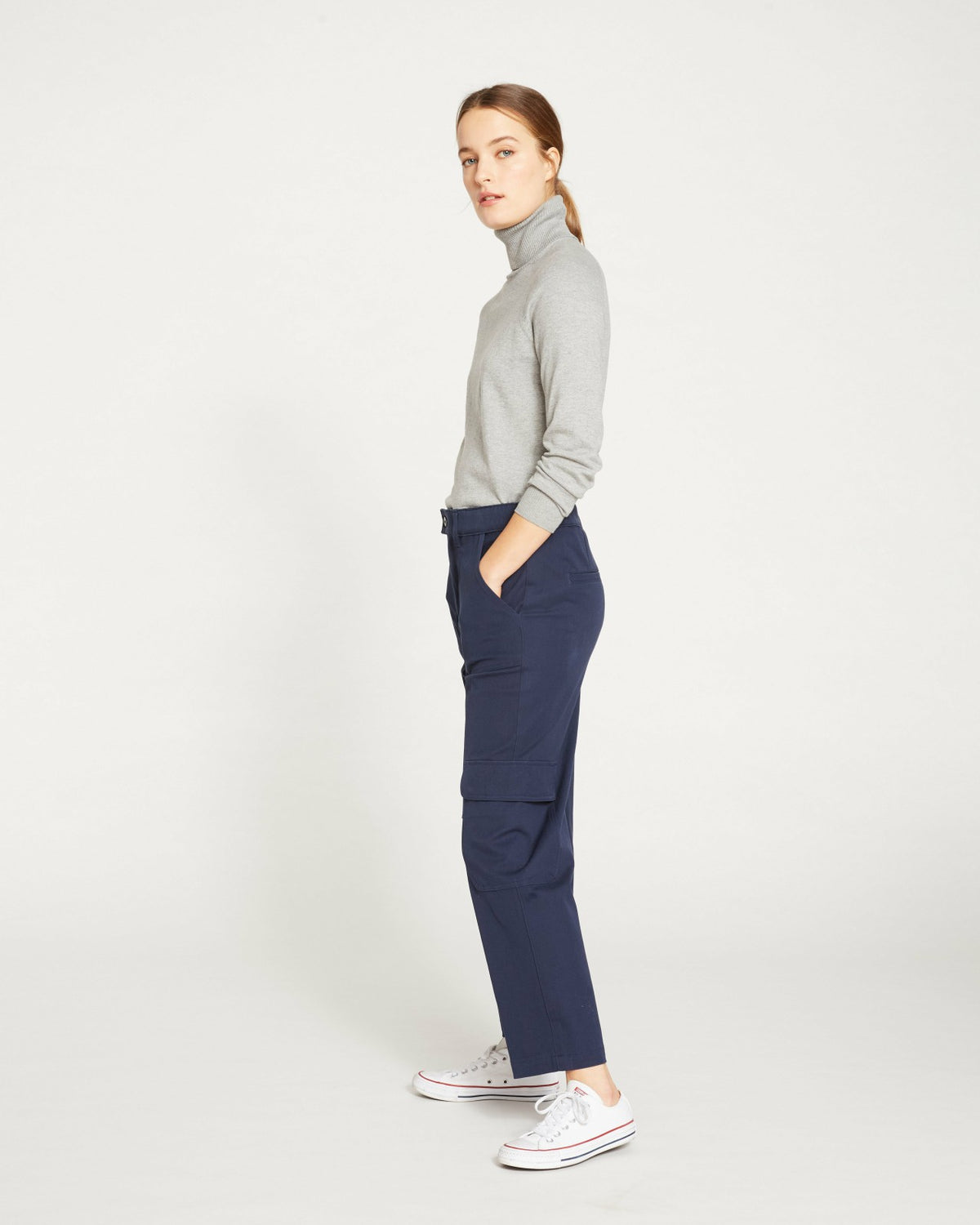 Karlee Stretch Cotton Twill Cargo Pants - Navy | Universal Standard