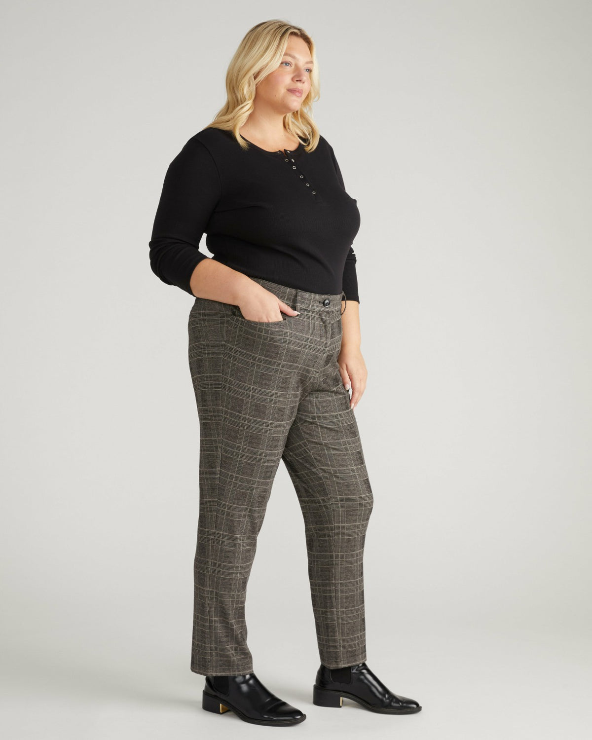 Long Cigarette Ponte Pants - British Plaid | Universal Standard