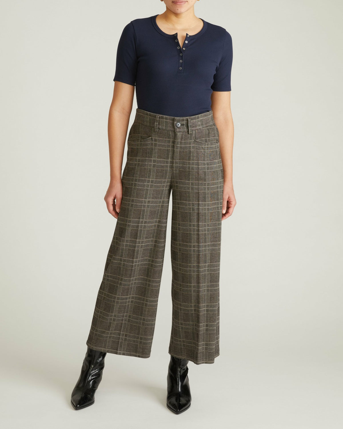 Cropped Wide Leg Ponte Pants - British Plaid | Universal Standard