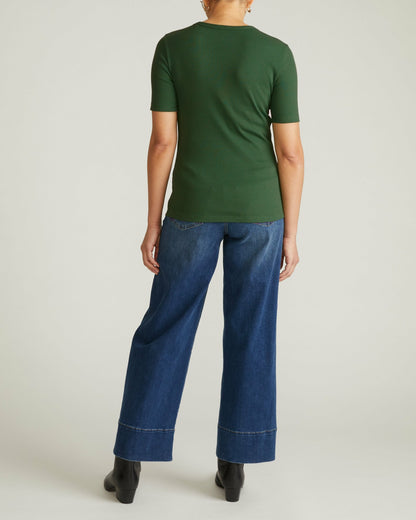 Henley Short Sleeve Ribbed Tee - Green Park | Universal Standard