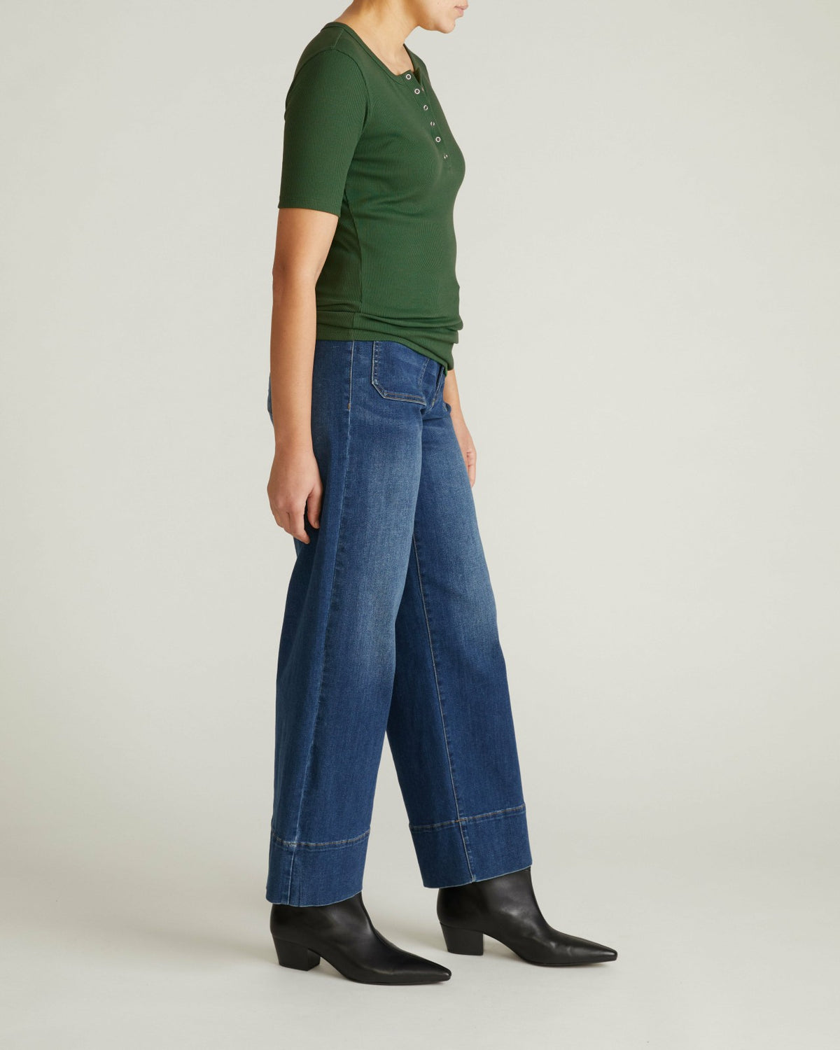 Henley Short Sleeve Ribbed Tee - Green Park | Universal Standard
