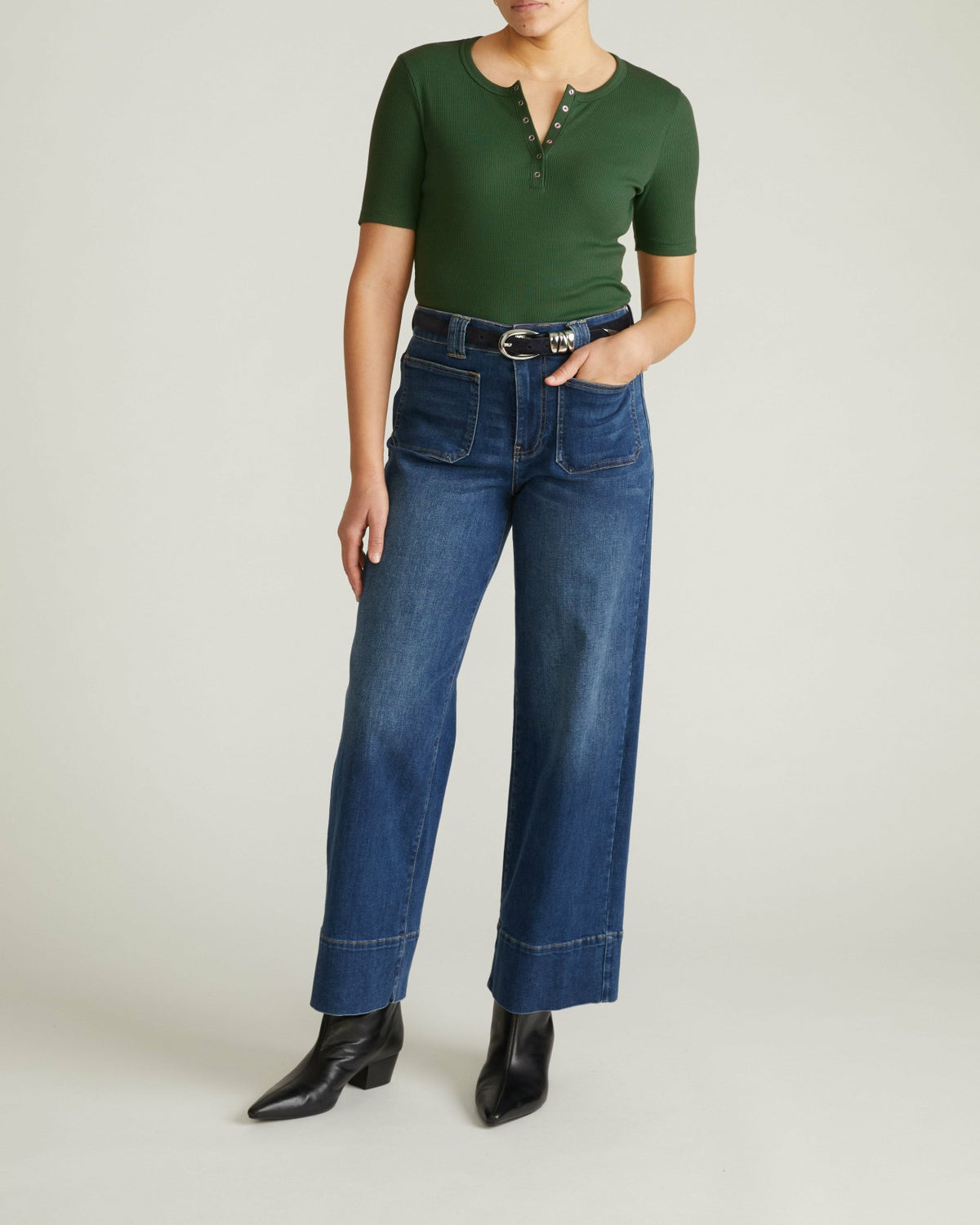 Henley Short Sleeve Ribbed Tee - Green Park | Universal Standard