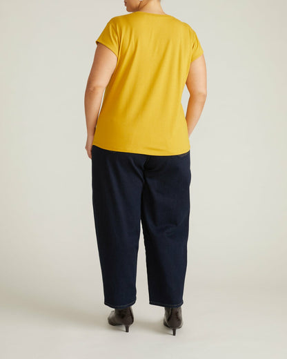 Ashley V Neck Cap Sleeve Tee - Yellow Ochre | Universal Standard
