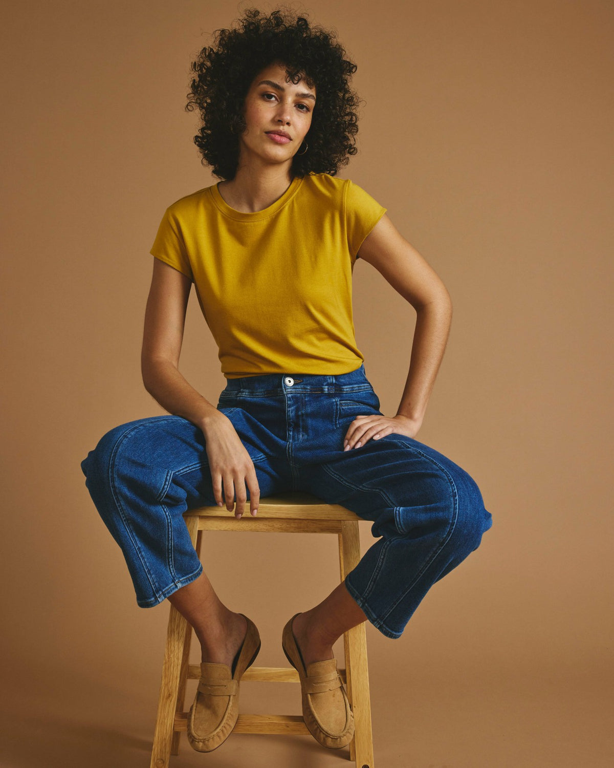 Ashley Cap Sleeve Tee - Yellow Ochre | Universal Standard