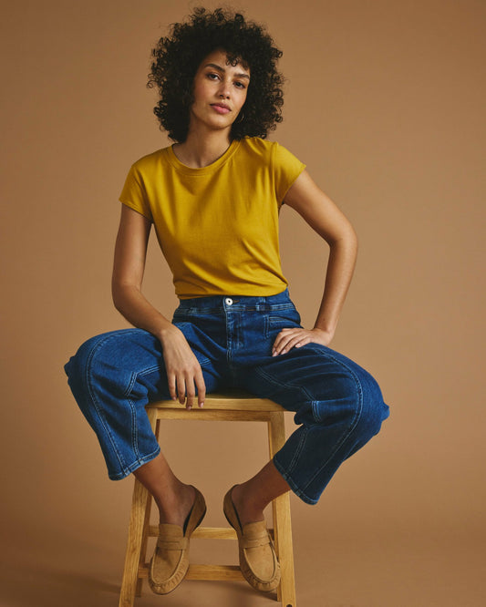 Ashley Cap Sleeve Tee - Yellow Ochre | Universal Standard