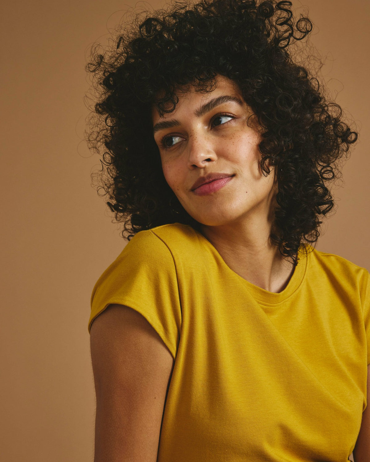 Ashley Cap Sleeve Tee - Yellow Ochre | Universal Standard