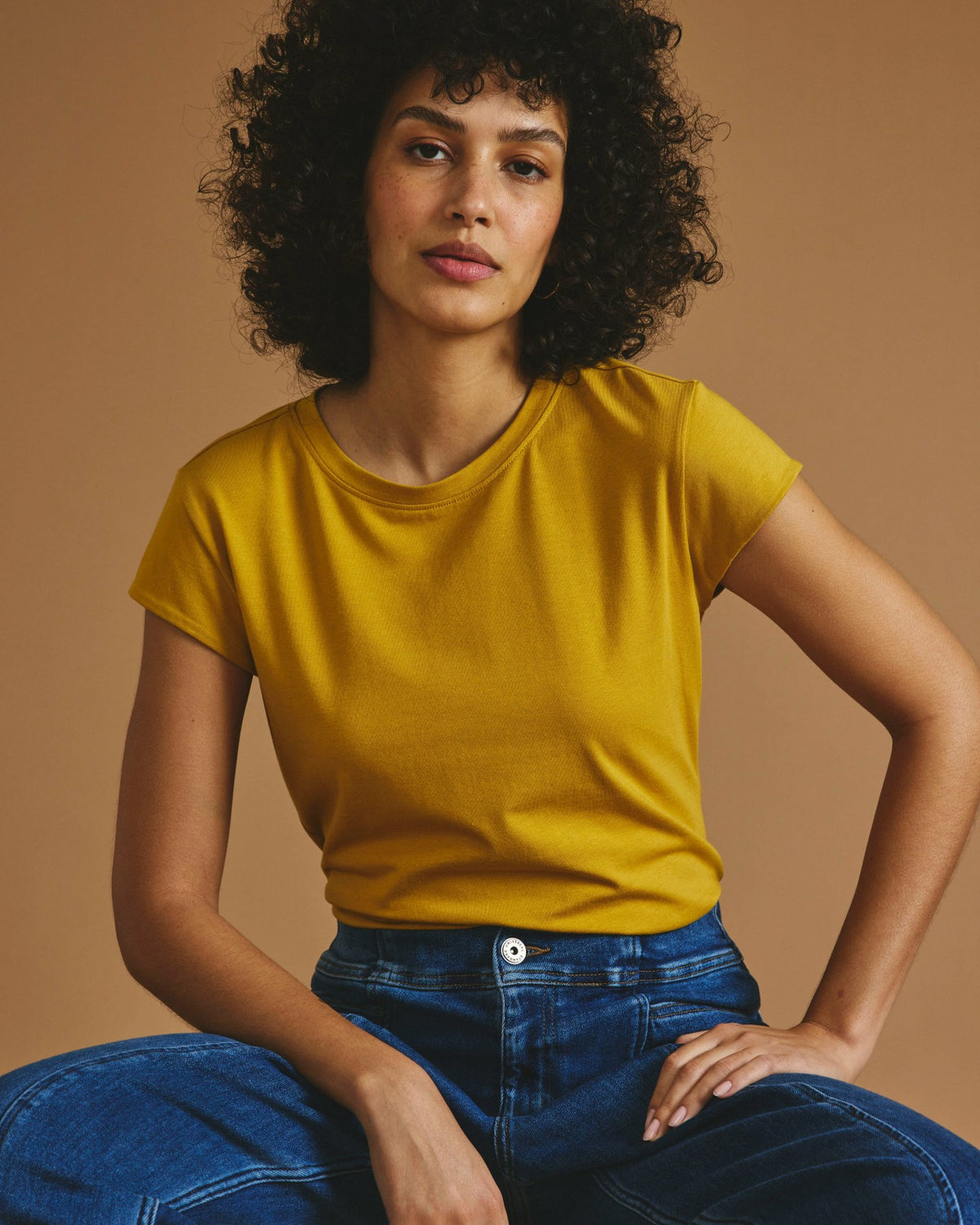 Ashley Cap Sleeve Tee - Yellow Ochre | Universal Standard
