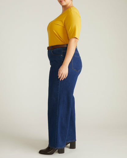 Maia Stovepipe Sleeve V Neck Tee - Yellow Ochre | Universal Standard