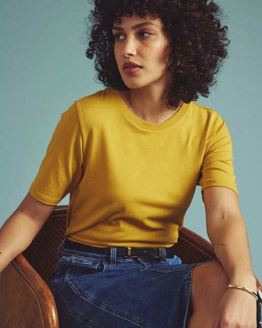 Maia Stovepipe Sleeve Tee - Yellow Ochre | Universal Standard