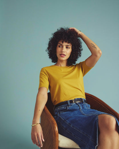 Maia Stovepipe Sleeve Tee - Yellow Ochre | Universal Standard