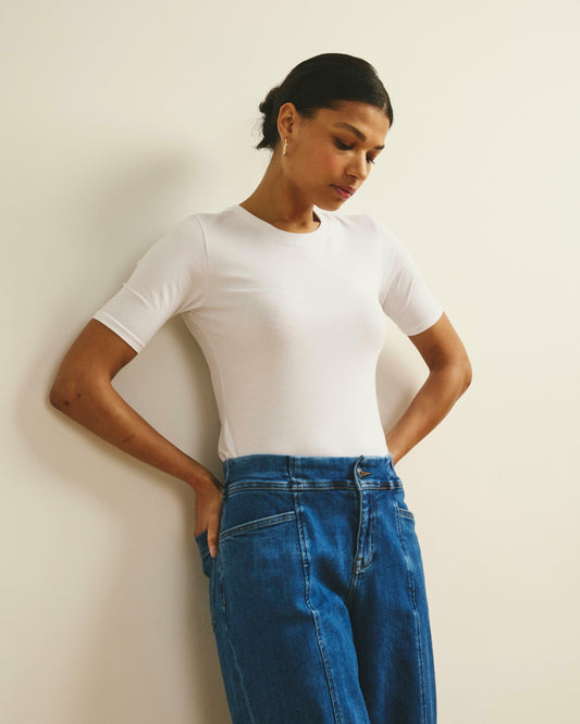 Maia Stovepipe Sleeve Tee - White | Universal Standard