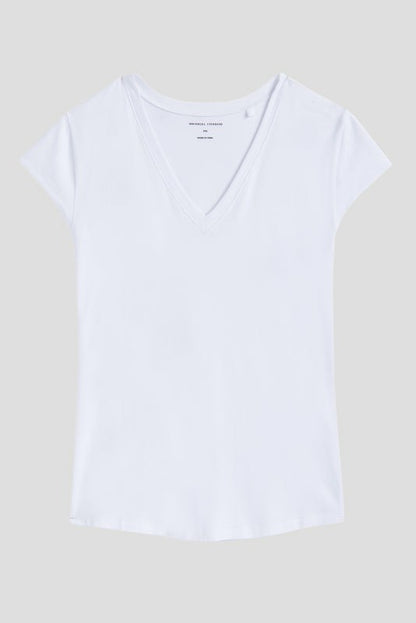 Ashley V Neck Cap Sleeve Tee - White | Universal Standard
