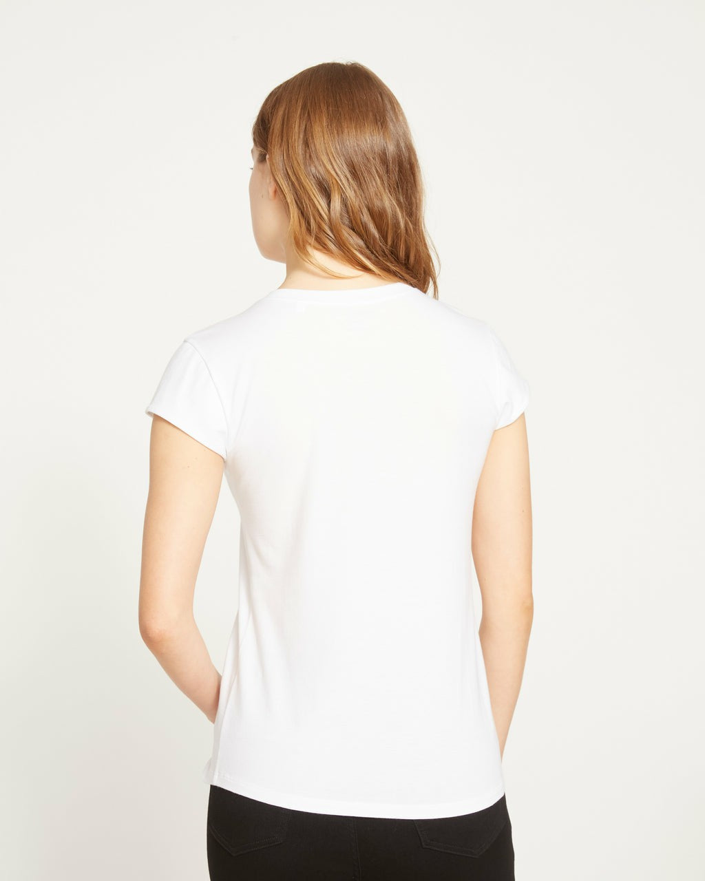 Ashley V Neck Cap Sleeve Tee - White | Universal Standard