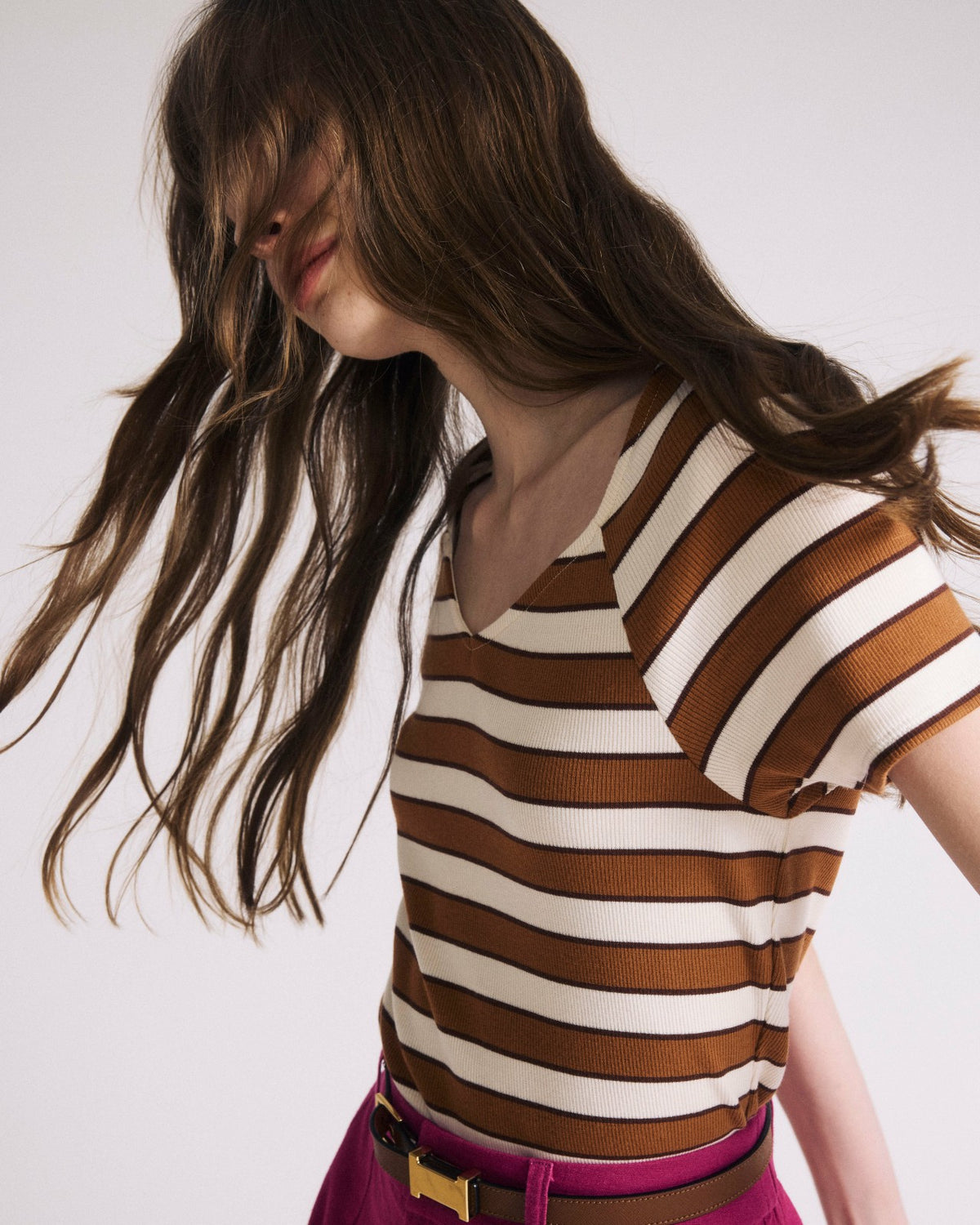 Carey Ribbed Sweetheart Tee - Baker Street Stripe | Universal Standard