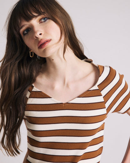 Carey Ribbed Sweetheart Tee - Baker Street Stripe | Universal Standard