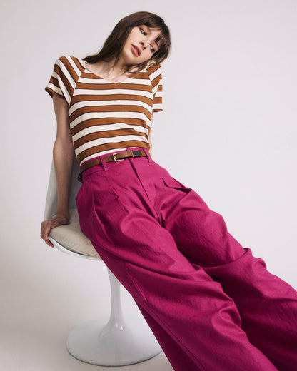 Carey Ribbed Sweetheart Tee - Baker Street Stripe | Universal Standard