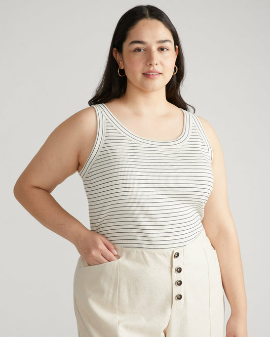 Roitfeld Ribbed Tank - Black Microstripe | Universal Standard