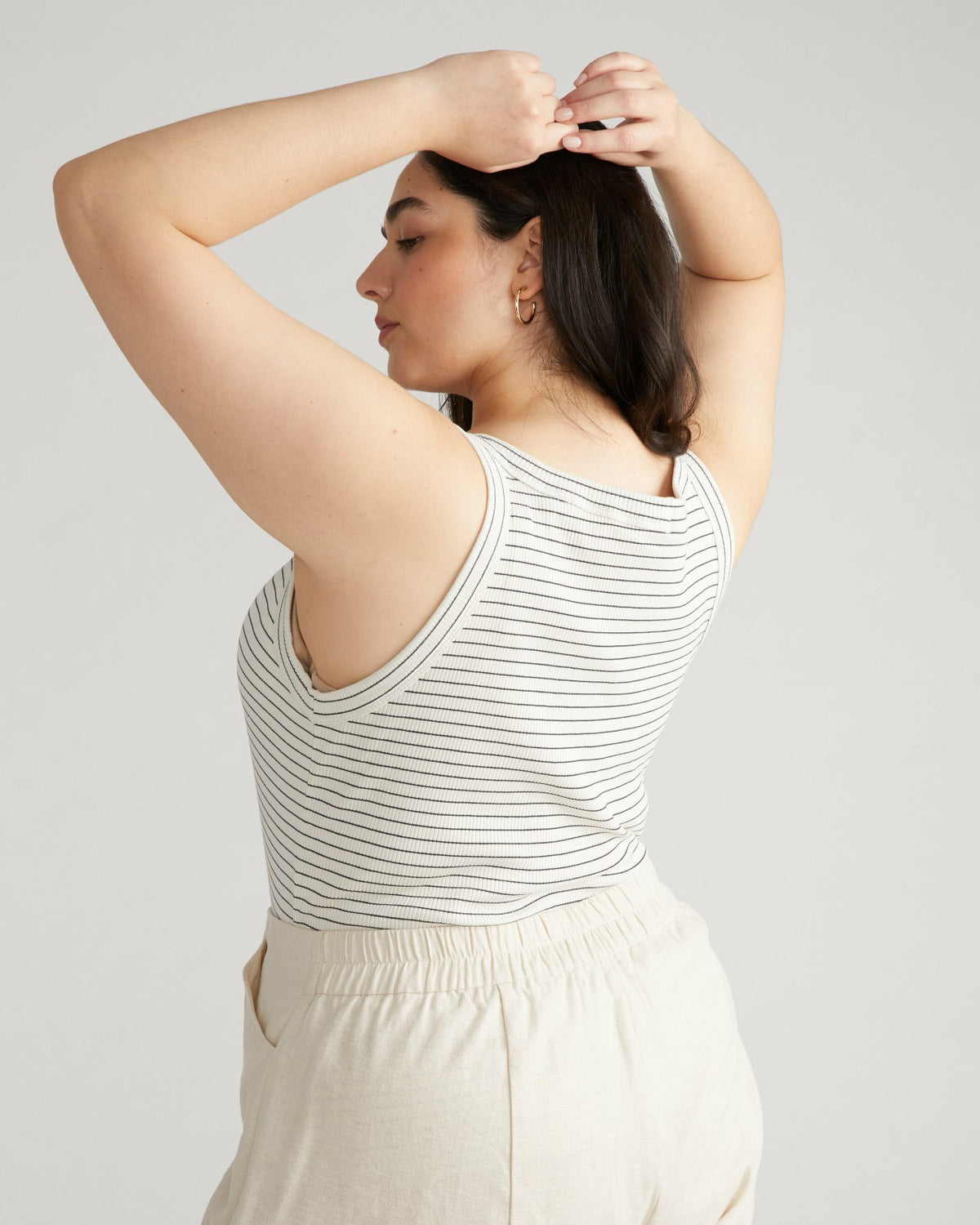 Roitfeld Ribbed Tank - Black Microstripe | Universal Standard