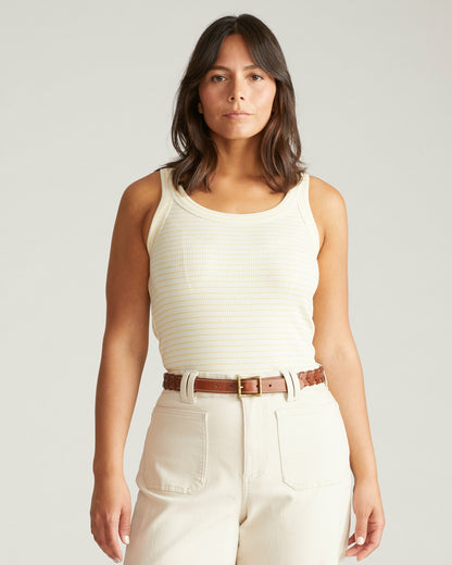 Roitfeld Ribbed Tank - Yellow Microstripe | Universal Standard