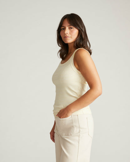 Roitfeld Ribbed Tank - Yellow Microstripe | Universal Standard