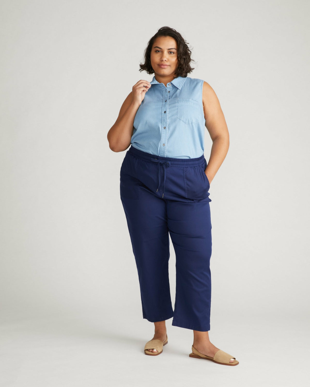 Perfect Tencel Chambray Sleeveless Shirt - Morning Blue | Universal Standard