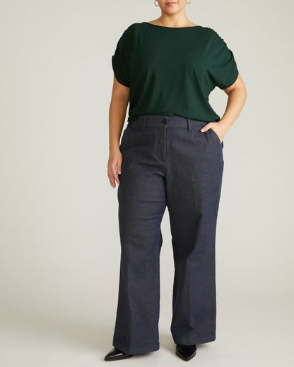 Helena Divine Jersey Gathered Tee - Forest Green | Universal Standard