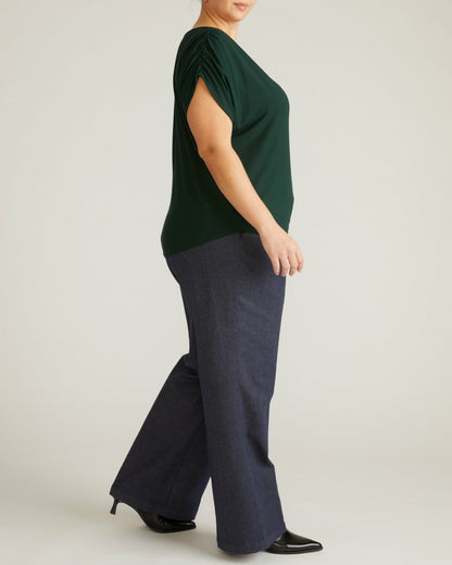 Helena Divine Jersey Gathered Tee - Forest Green | Universal Standard