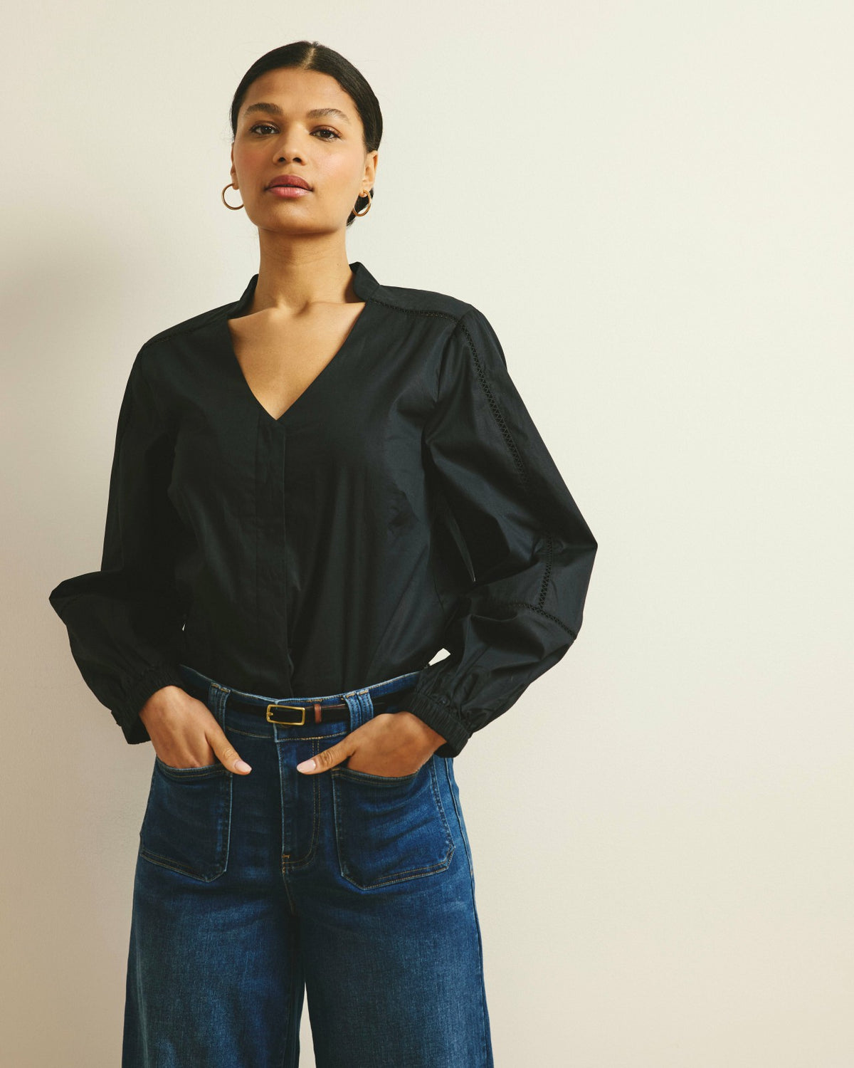 Saint-Honore Poplin Blouse - Black | Universal Standard