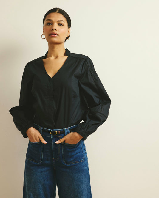 Saint-Honore Poplin Blouse - Black | Universal Standard