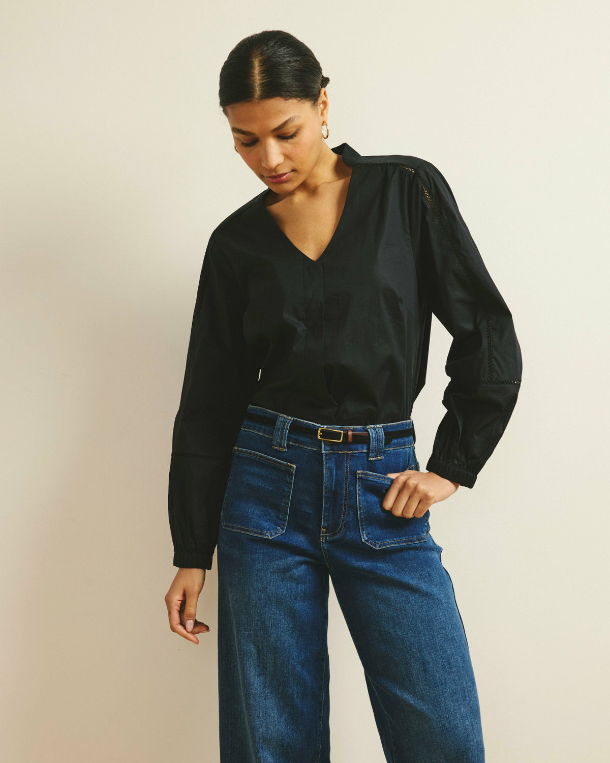 Saint-Honore Poplin Blouse - Black | Universal Standard