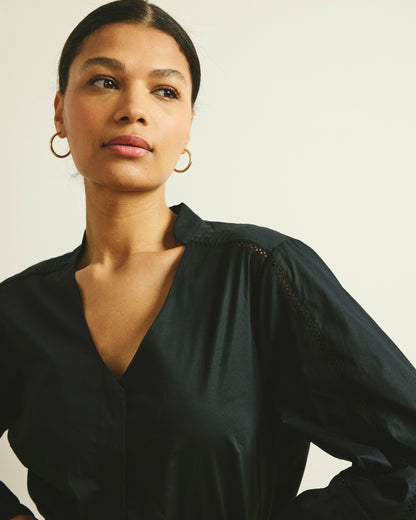 Saint-Honore Poplin Blouse - Black | Universal Standard