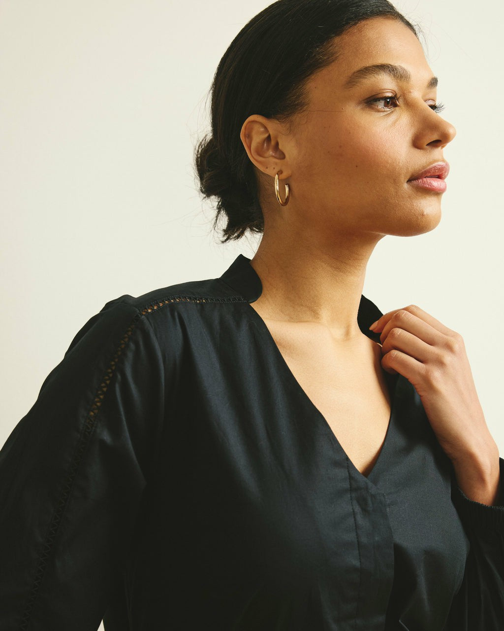 Saint-Honore Poplin Blouse - Black | Universal Standard