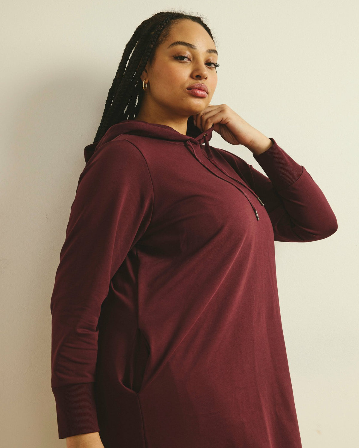 Bree Hooded Sweatshirt Dress - Black Cherry | Universal Standard