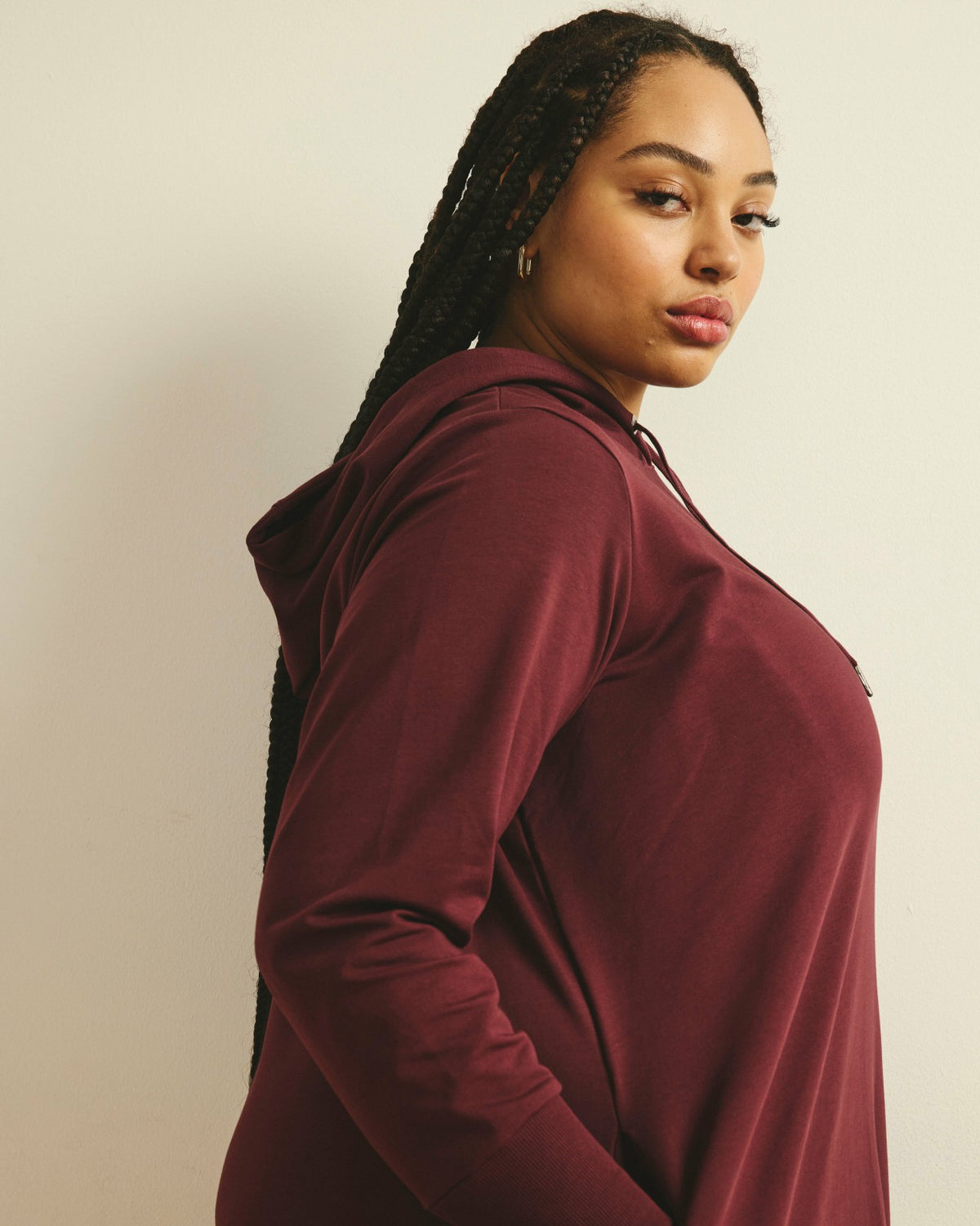 Bree Hooded Sweatshirt Dress - Black Cherry | Universal Standard